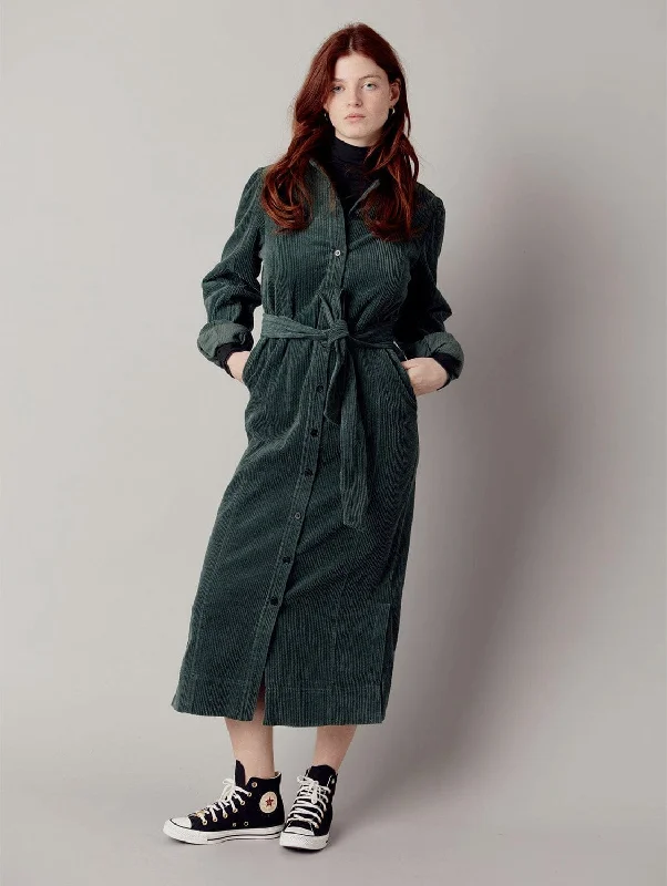 Reina Women's Organic Cotton Cord Dress | Soft Ivy garde