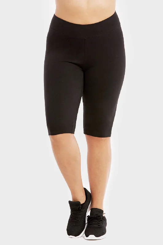 SOFRA COTTON LEGGING SHORTS 21" OUTSEAM PLUS SIZE (WP4021X_BLACK) Feminine Women's Soft Feminine Women's Soft SOFRA COTTON LEGGING SHORTS 21" OUTSEAM PLUS SIZE (WP4021X_BLACK) Feminine Women's Soft Feminine Women's Soft