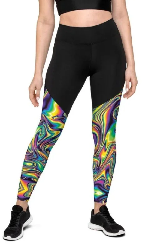 Vibrant Psychedelic Compression Leggings Sharp Women's Italian