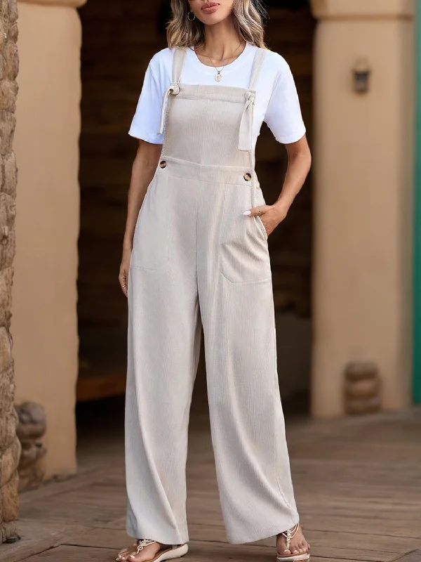 Tied Wide Leg Overalls with Pockets Cool Women's Skate