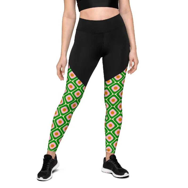 70s Retro Pattern Compression Leggings Relaxed Women's Beachy