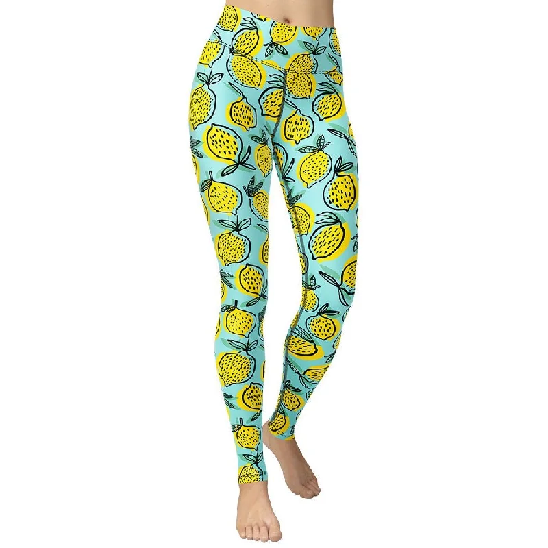 Lemon Pattern Yoga Leggings Streetwear Style for 