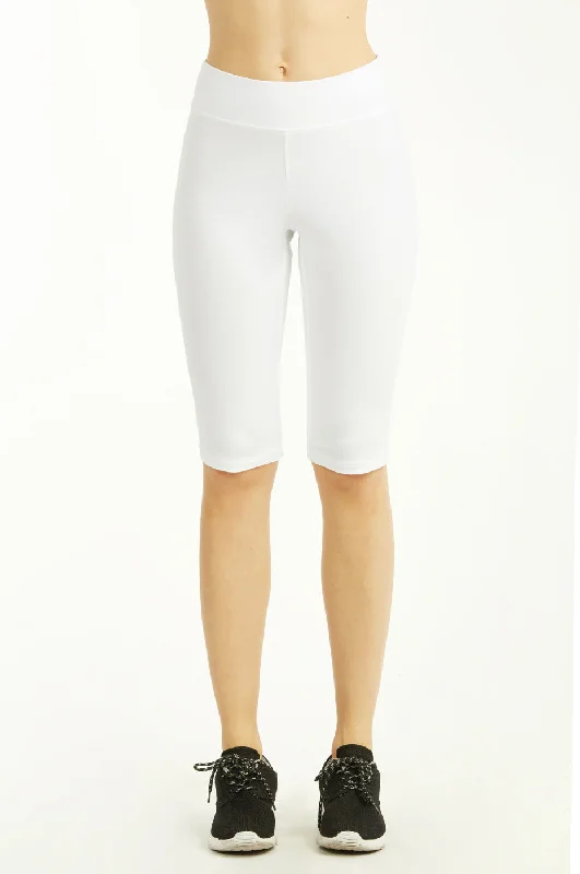 SOFRA LADIES COTTON 21 INCH OUTSEAM SHORTS W/ HIGH WAISTBAND (WP4021_OFF WHITE) Cool Women's Distressed