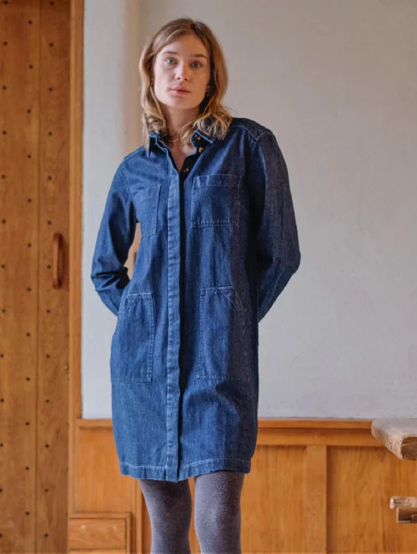 Ocean Cotton Shirt Dress | Dark Blue Denim Casual Women's Japanese  Casual Women's Japanese 