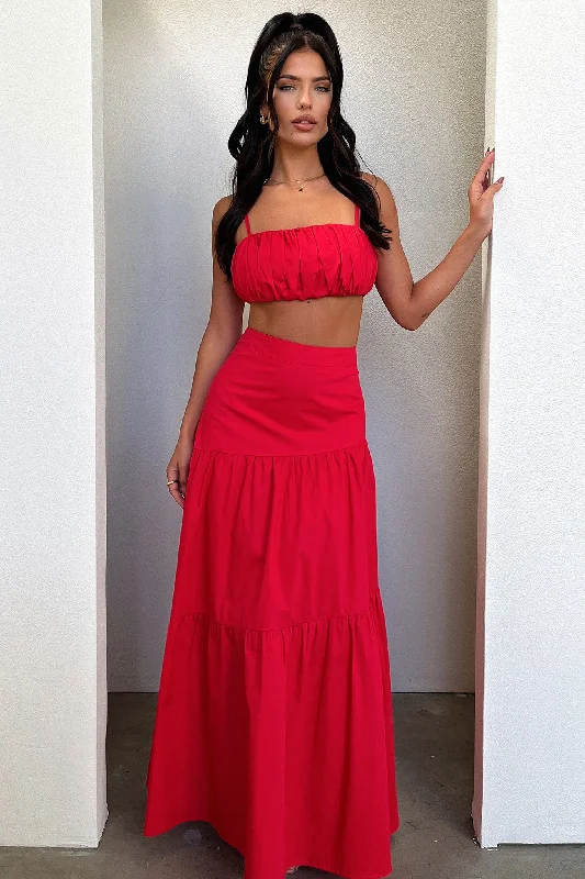 Lateisha Maxi Skirt - Red Stylish Women's Tropical 