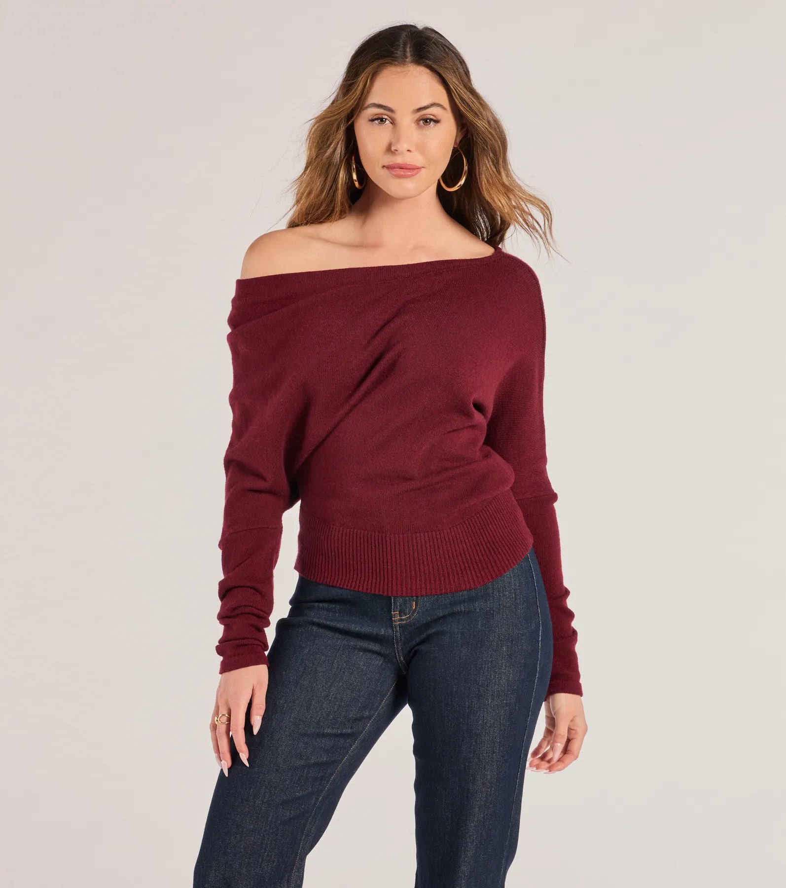 Cute And Cozy Off-Shoulder Knit Sweater Dapper Women's 1920S