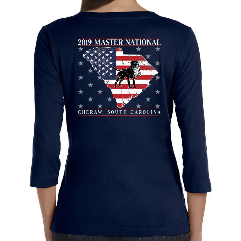 Master National 2019 - Ladies 3/4 Sleeve V-neck American Pride Bold Women's Animal Print