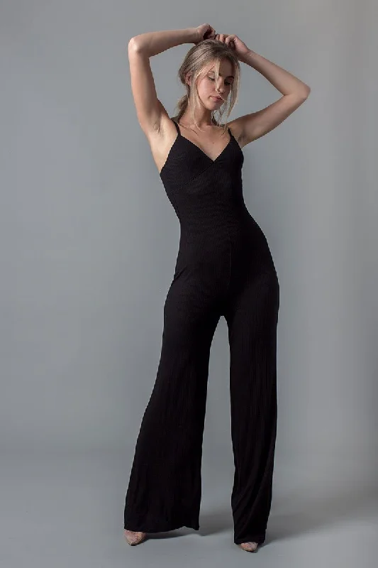 BLack V-Neck Cami Jumpsuit performance