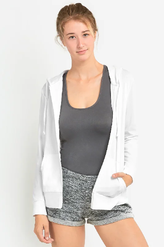 SOFRA LADIES SINGLE JERSEY ZIP-UP HOODIE JACKET (HDC7000A/XA_WHITE) Contemporary 