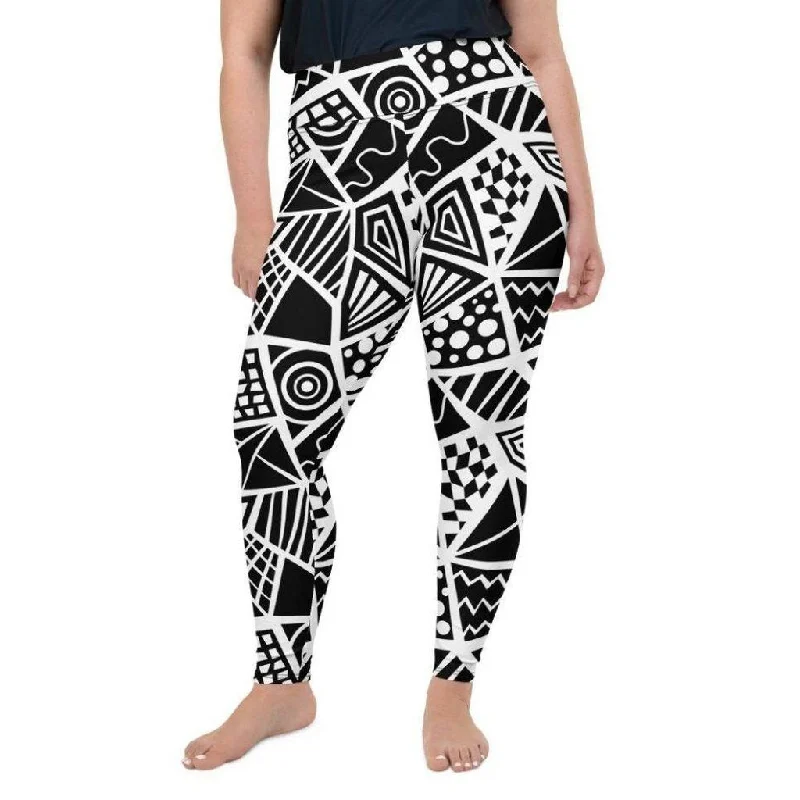 Geometric Shape Plus Size Leggings Cozy Women's Winter