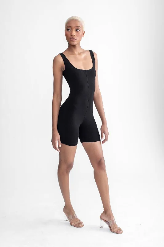Biker Short Romper Black Elegant Women's 