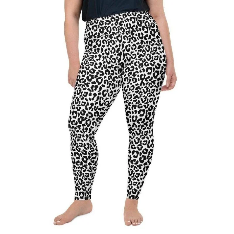Black & White Leopard Plus Size Leggings Hip Women's Urban