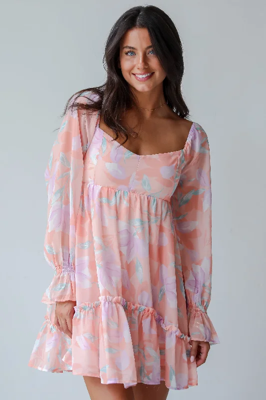FINAL SALE - Bold Tendencies Peach Floral Mini Dress Athletic Women's 