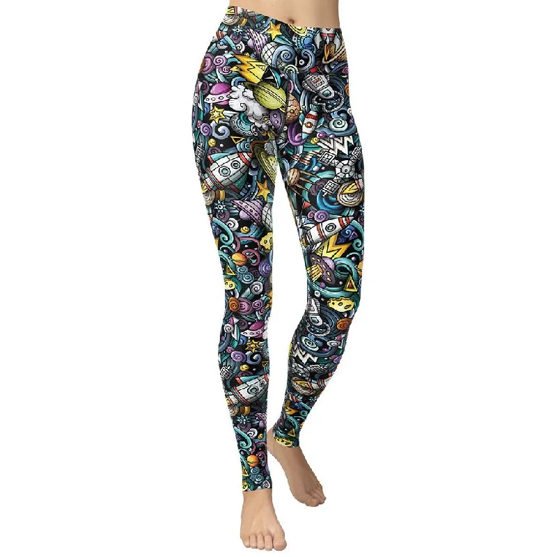 Space Travel Yoga Leggings Casual Women's Japanese 
