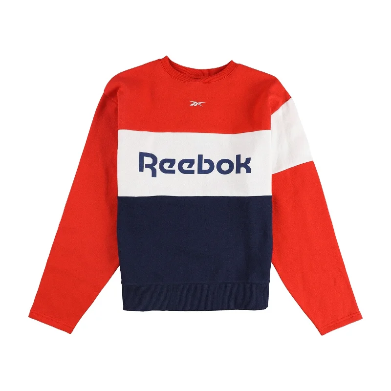 Reebok Womens Linear Logo Crew Sweatshirt, Red, Small Polished Women's Silk