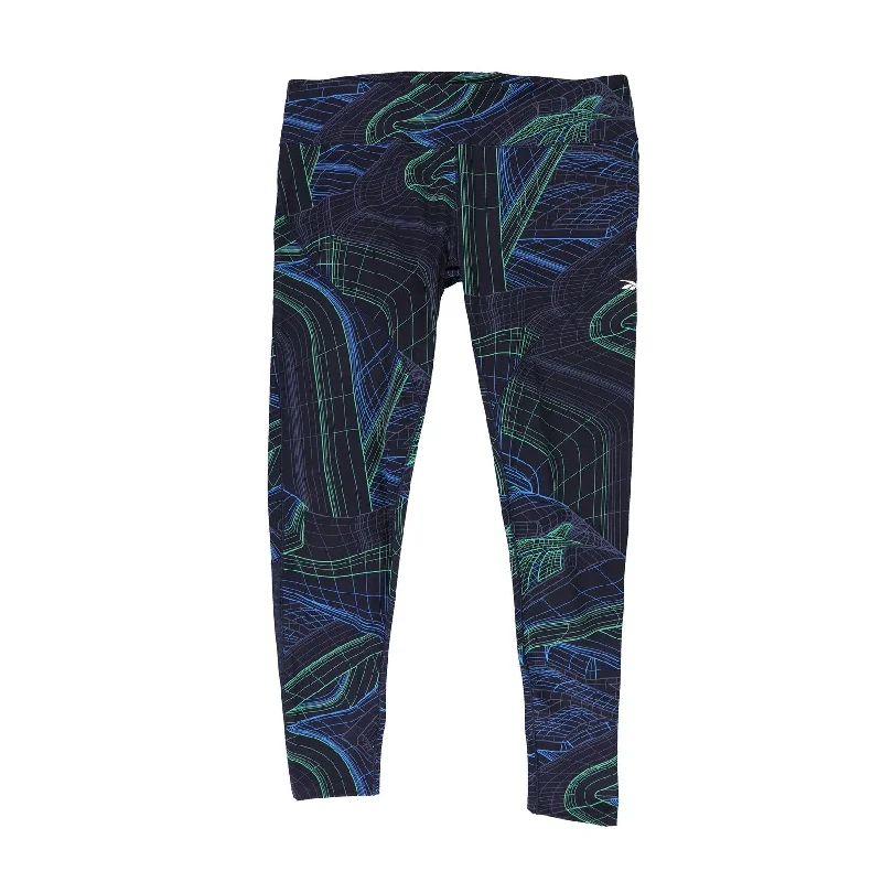 Reebok Womens Lux Perform Compression Athletic Pants, Blue, X-Large Contemporary 