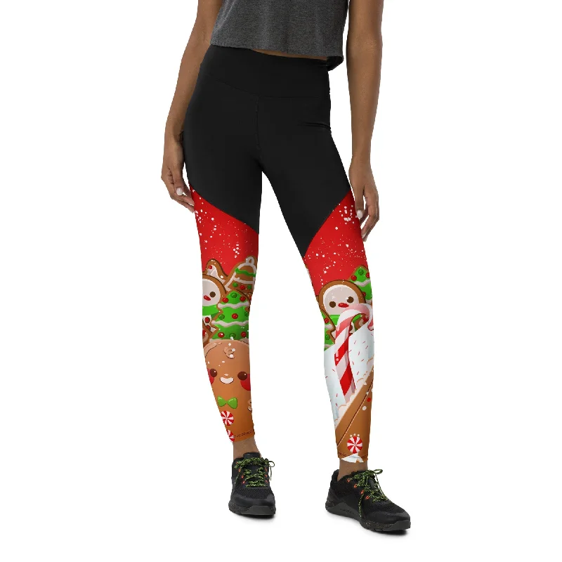 Gingerbread Man Compression Leggings Cool Women's Distressed