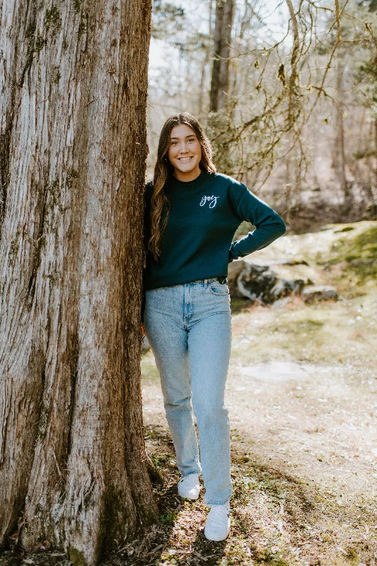Choose Joy {Embroidered Crewneck Fleece} Casual Women's Loose - fitting