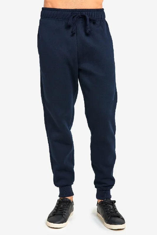 KNOCKER MEN'S HEAVY WEIGHT JOGGER FLEECE SWEATPANTS (SP1100_NAVY) Trendy Women's 