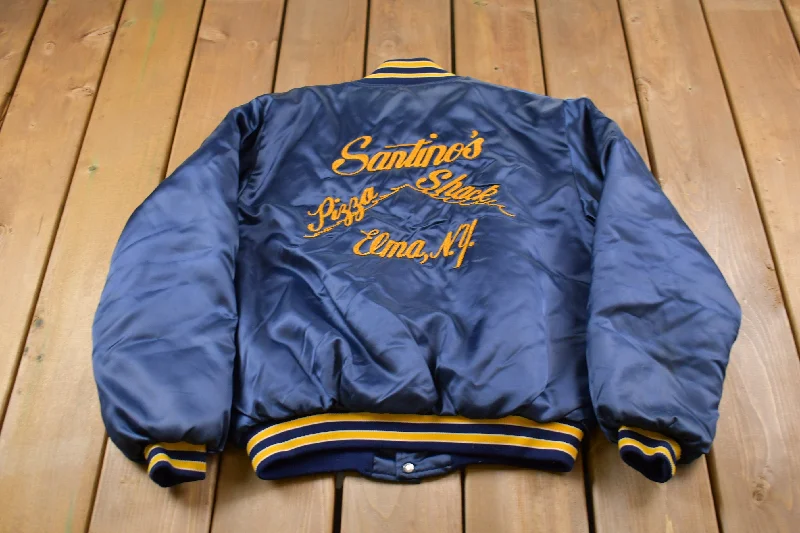 Vintage 1970s Birdie Santino's Pizza Shack Satin Bomber Jacket Youthful Women's Pop