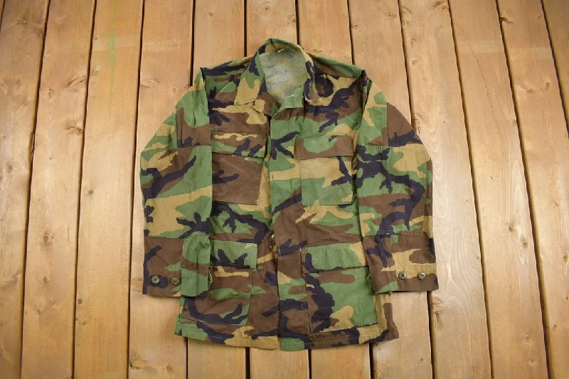 Vintage 1990s Military Camo Button Up Jacket Youthful Women's Pop