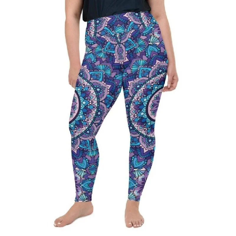 Mosaic Pattern Plus Size Leggings Youthful Women's Pop