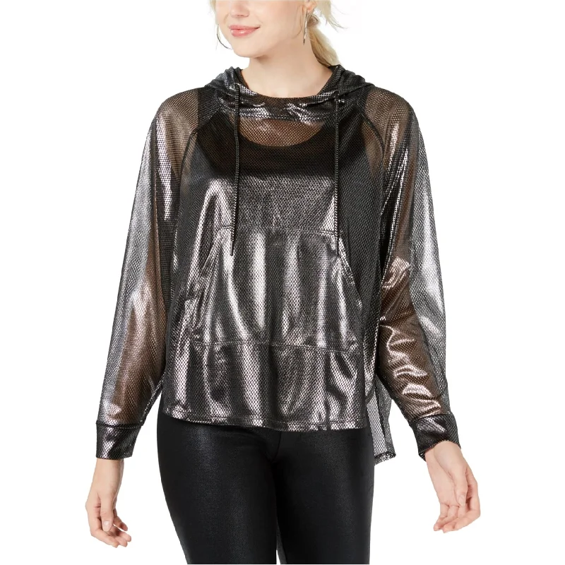 Material Girl Womens Sheer Hoodie Sweatshirt, Metallic, Small Cozy Women's Sherpa - lined Material Girl Womens Sheer Hoodie Sweatshirt, Metallic, Small Cozy Women's Sherpa - lined