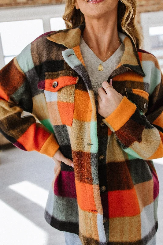 Corine Plaid Print Shacket | S-XL Stylish Women's Neon