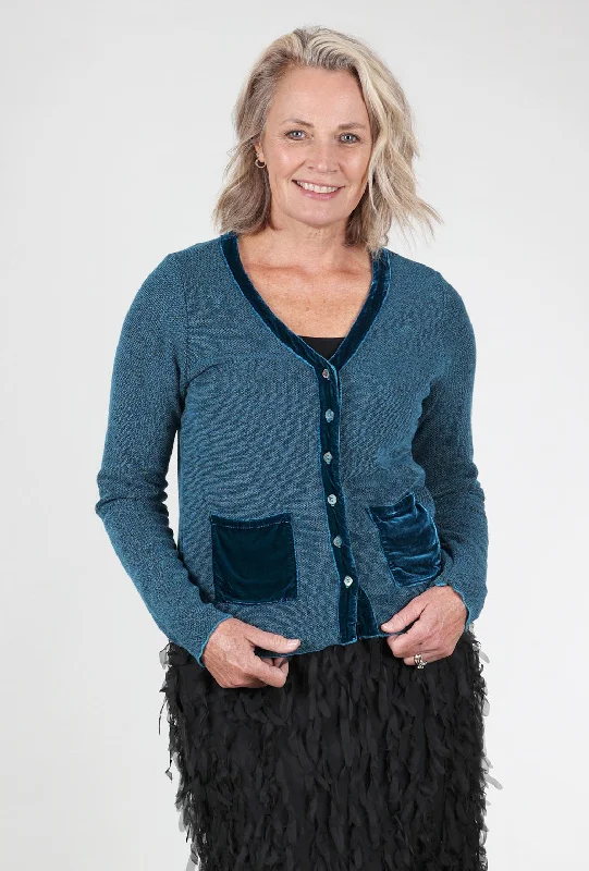 Marble Knit Velvet Pocket Sweater, Undersea Confident Women's Power