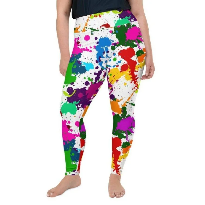 Color Splash Plus Size Leggings Cool Women's Distressed