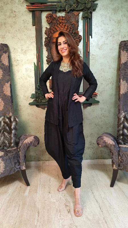 Black Jumpsuit with Jacket Modern Women's 