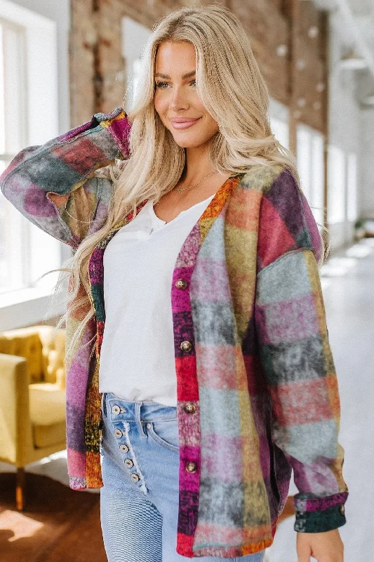 Zaylee Brushed Checkered Jacket | S-2XL Cozy Women's Sherpa - lined