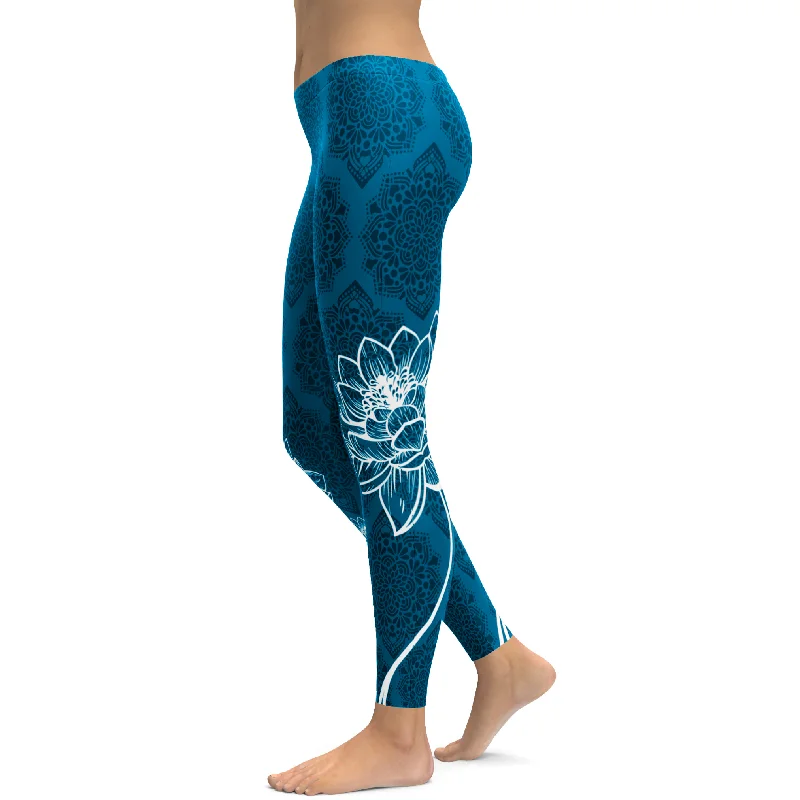 Electric Blue Lotus Leggings Relaxed Women's Beachy Relaxed Women's Beachy
