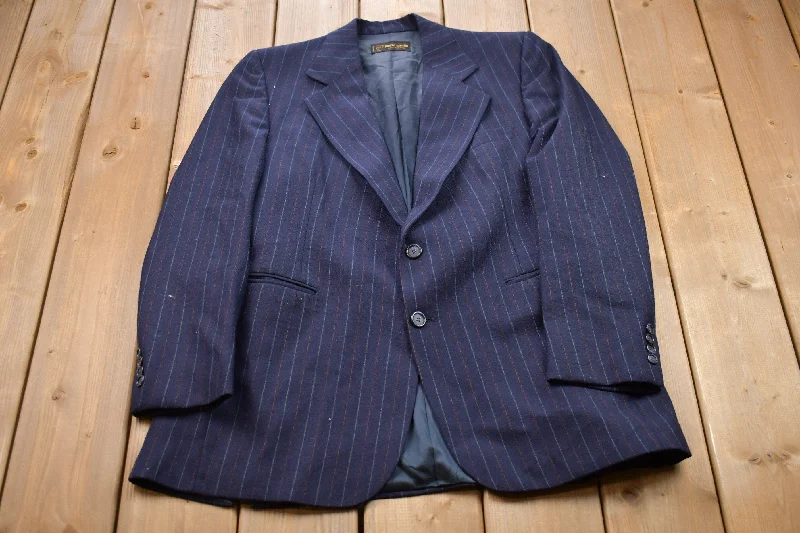 Vintage 1990s Pierre Cardin Striped Blazer Jacket Trendy Women's Oversized