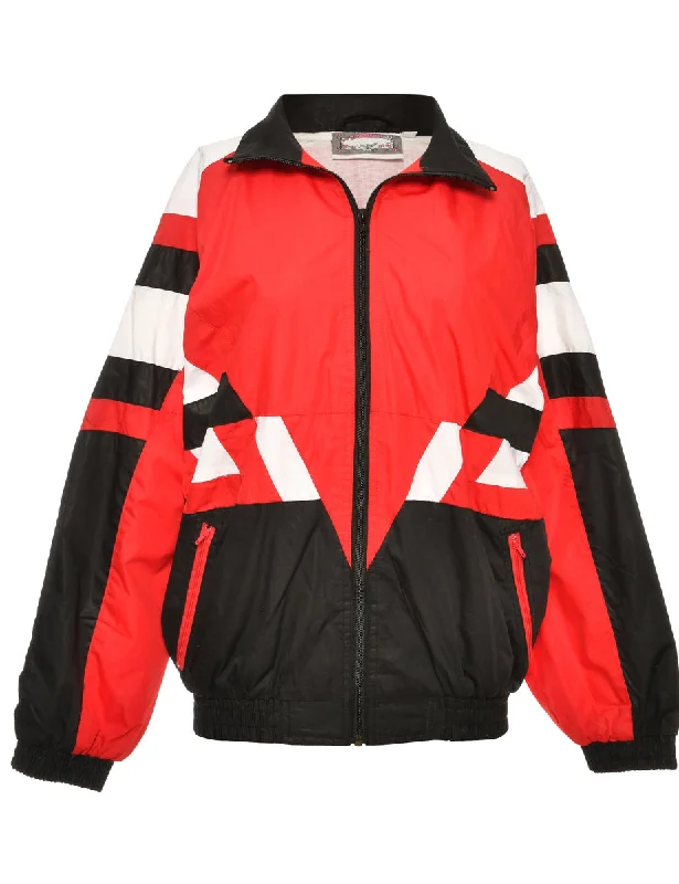 Zip-Front Red, Black & White Contrast Jacket - XS French