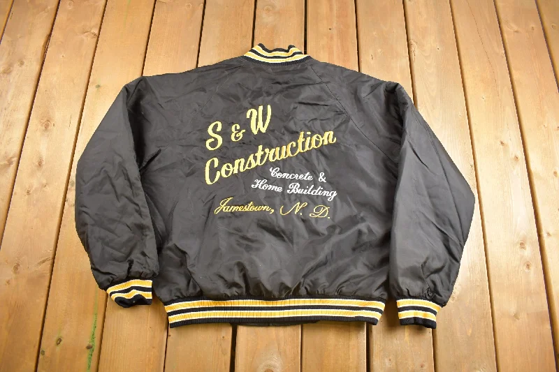 Vintage 1980s S&W Construction Satin Bomber Jacket Dynamic Women's High - energy