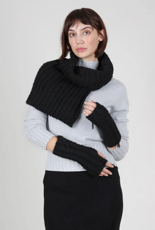 Lifs Rib Knit Wrist Warmers, Black Gym