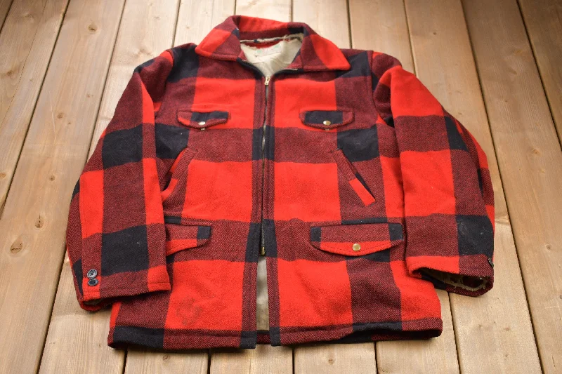 Vintage 1970s 100% Wool Plaid Jacket Laid - back Women's Vibe