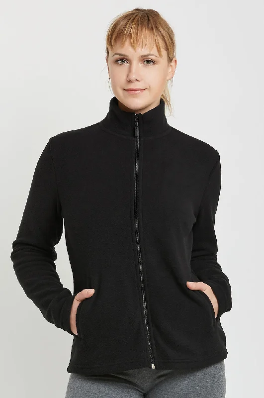 SOFRA LADIES POLAR FLEECE JACKET (LPF200_BLACK) Sleek Women's Metallic