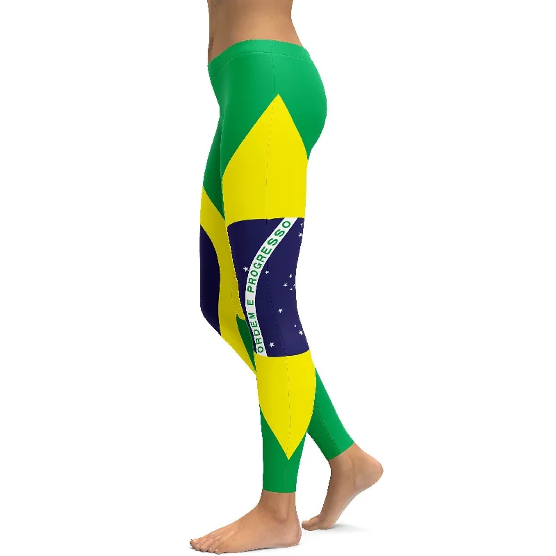 Brazilian Flag Leggings Classic Women's Pin - striped