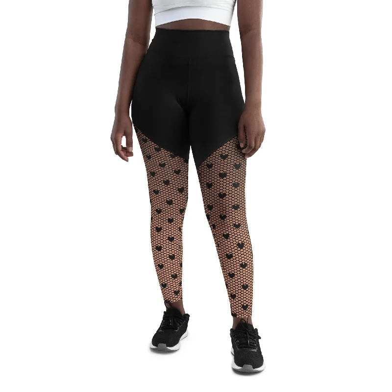 Fishnet Tights Print Compression Leggings Earthy Women's 
