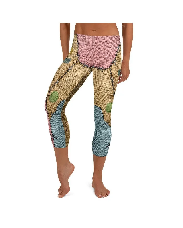 Voodoo Doll Patch Capris Unique Women's Upcycled