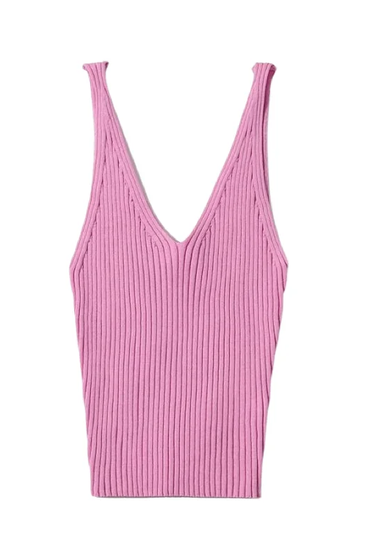'Georgie' V-Neck Ribbed Knit Top (5 Colors) Stylish Women's Neon