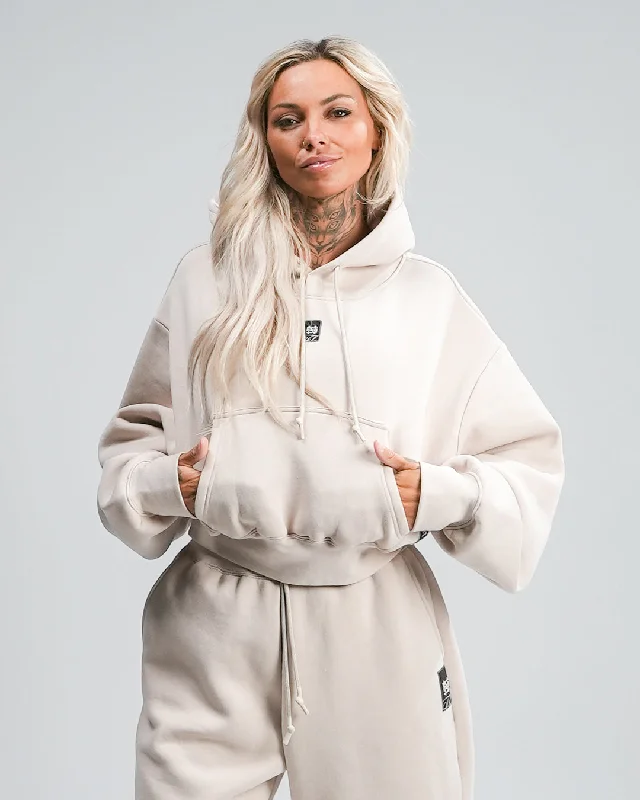 WOMENS OVERSIZED CROP HOODIE - TAN Rugged Women's Outdoor 