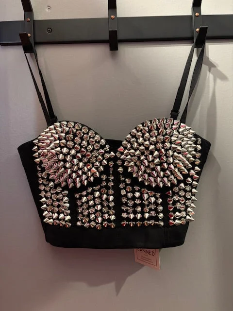 Xenia Silver Studded Crop Top Refined Women's Hand - crafted