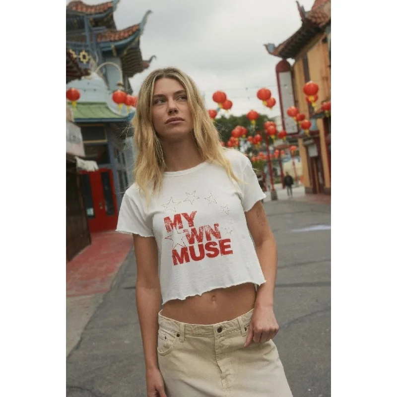 My Own Muse Vintage Wash Cropped Graphic Tee Feminine Women's Soft 