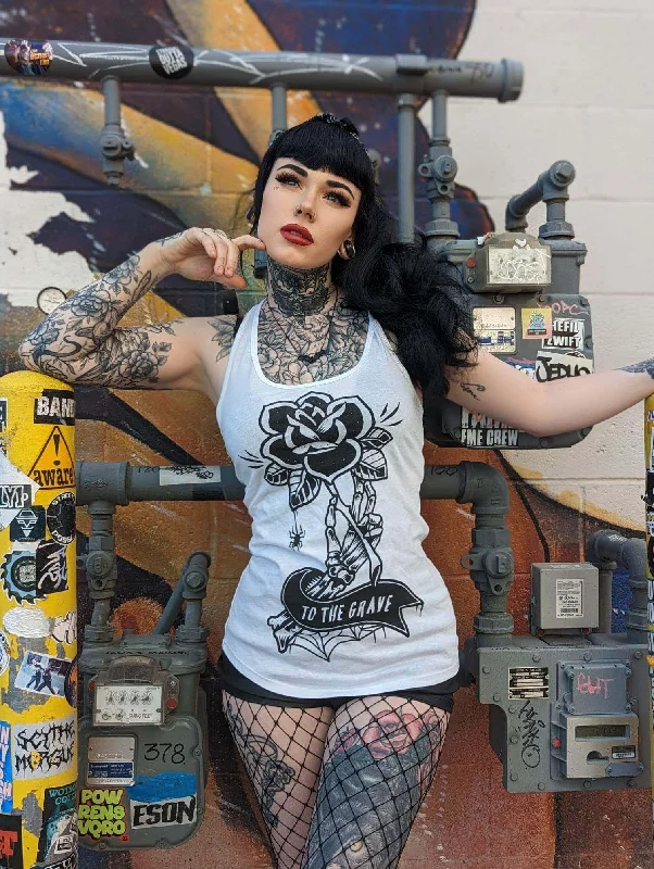 To The Grave Racer Back Tank Minimalist Women's Casual