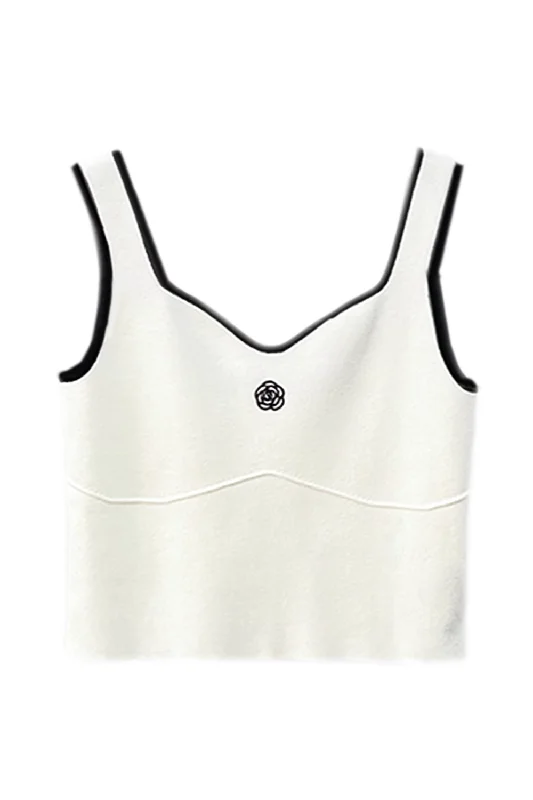 'Gretchen' Sleeveless Embroidery Knit Top (2 Colors) Modern Women's 