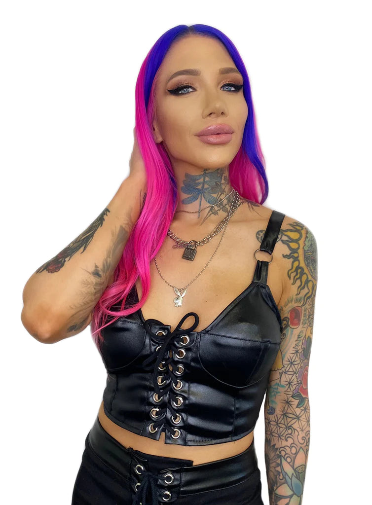Madonna Contrast Bra Top Black Elegant Women's 