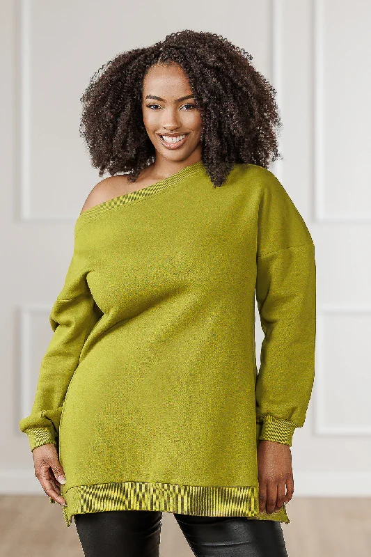 FINAL SALE - Mischa Off-Shoulder Oversized Tunic Top - Golden Lime Athletic Women's 